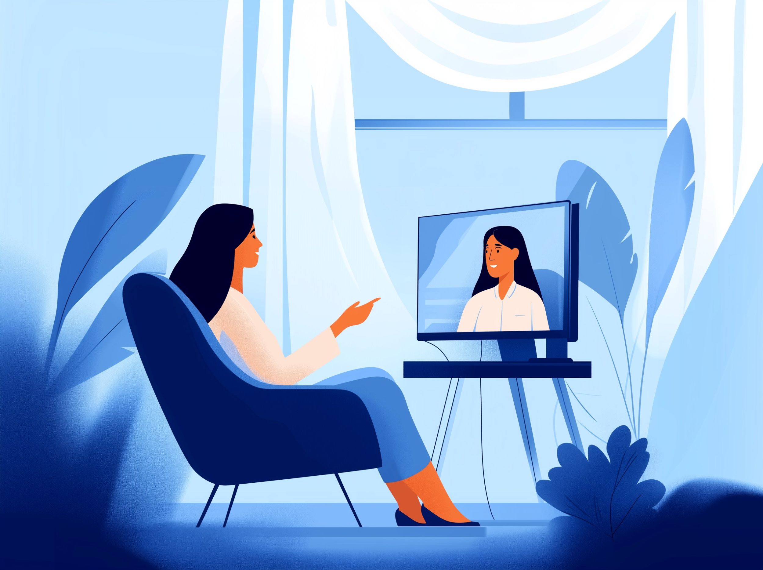 Woman in a telehealth session