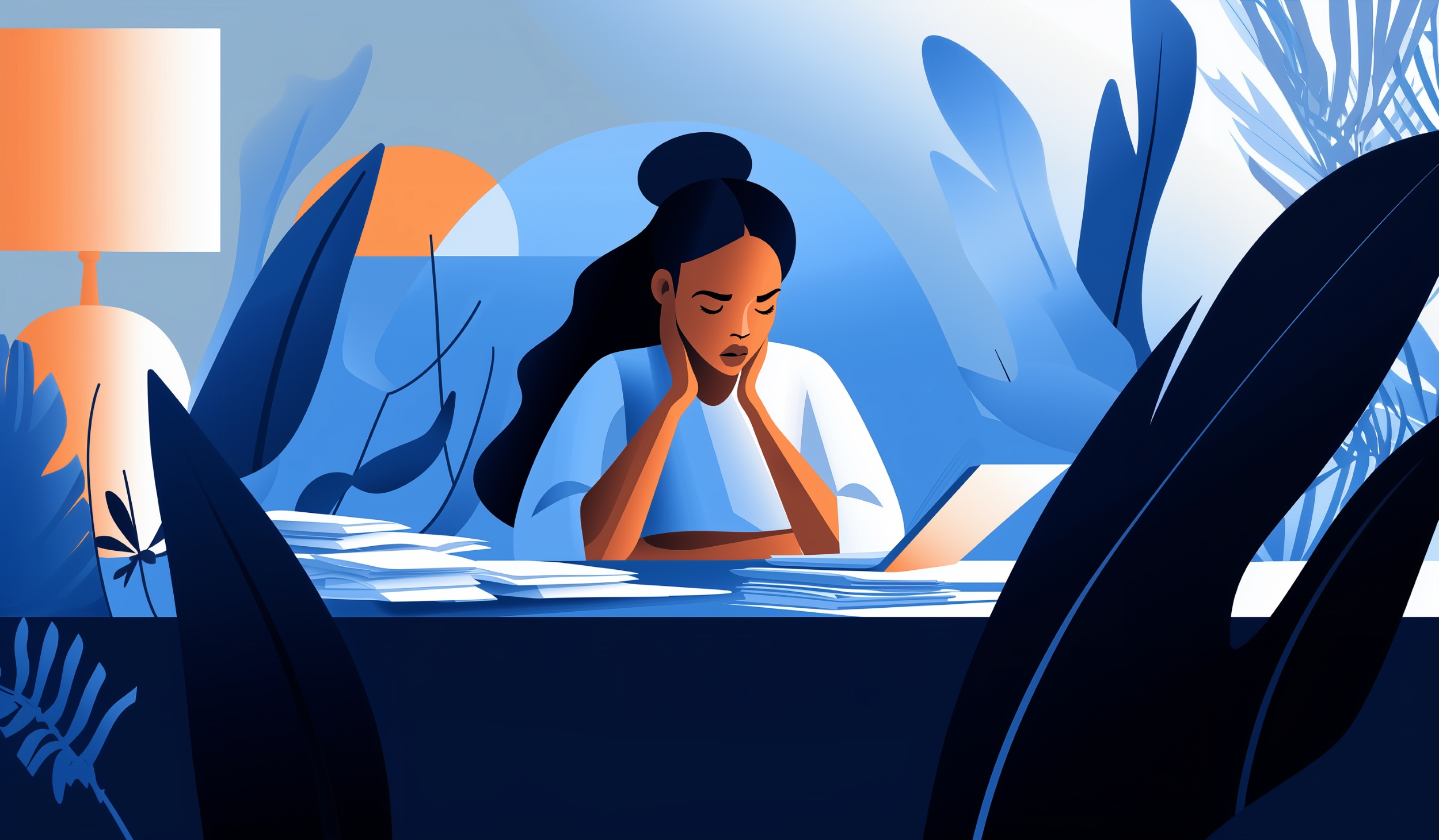 Woman stressed at work